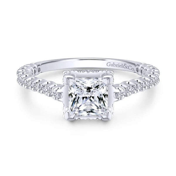14K White Gold Princess Cut Diamond Engagement Ring