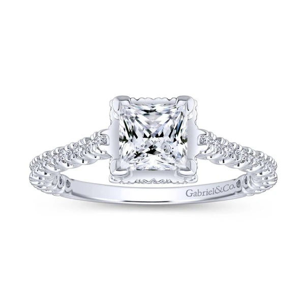 14K White Gold Princess Cut Diamond Engagement Ring