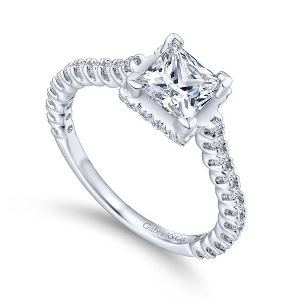 14K White Gold Princess Cut Diamond Engagement Ring