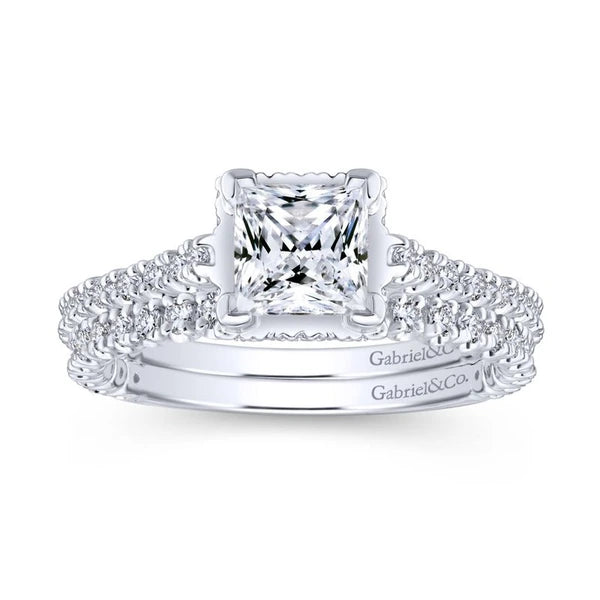 14K White Gold Princess Cut Diamond Engagement Ring