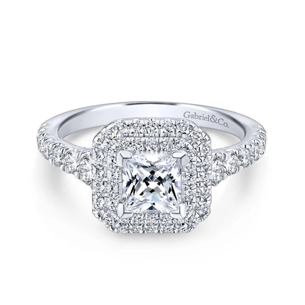 14K White Gold Princess Cut Diamond Engagement Ring