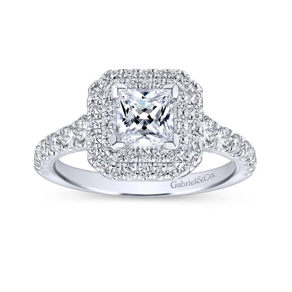 14K White Gold Princess Cut Diamond Engagement Ring