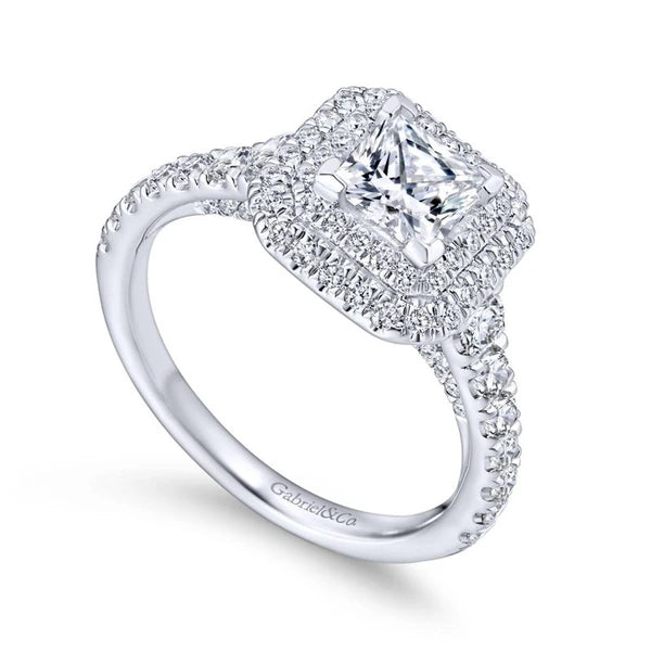 14K White Gold Princess Cut Diamond Engagement Ring