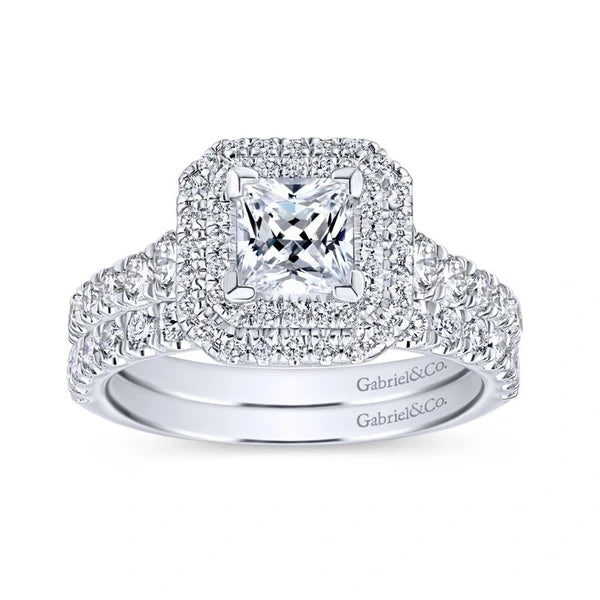 14K White Gold Princess Cut Diamond Engagement Ring