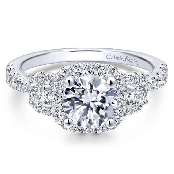14K White Gold Round Diamond Engagement Ring