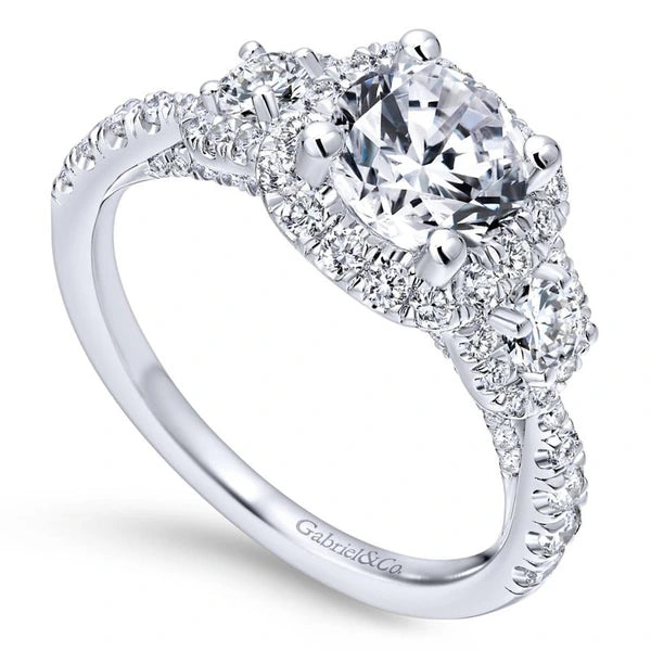 14K White Gold Round Diamond Engagement Ring