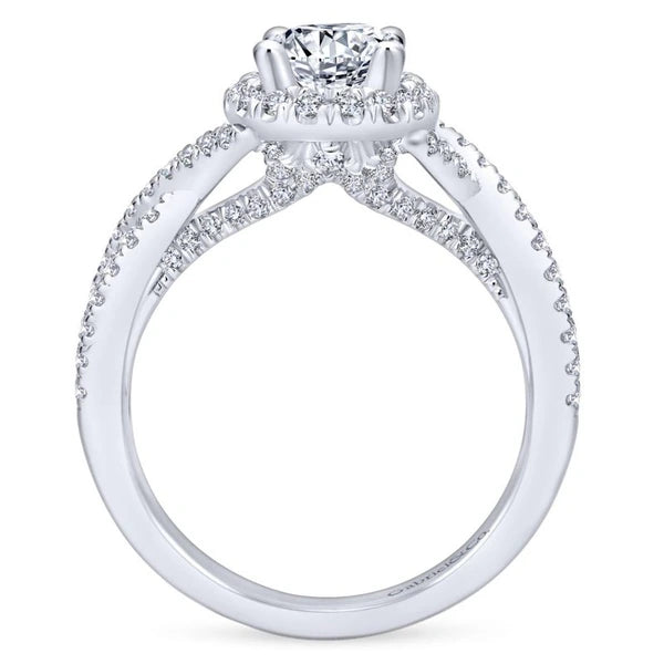 14K White Gold Oval Halo Diamond Engagement Ring