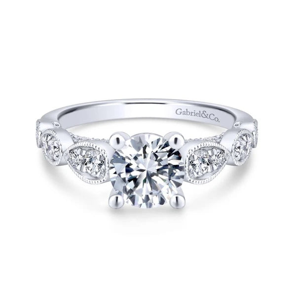 14K White Gold Round Diamond Engagement Ring