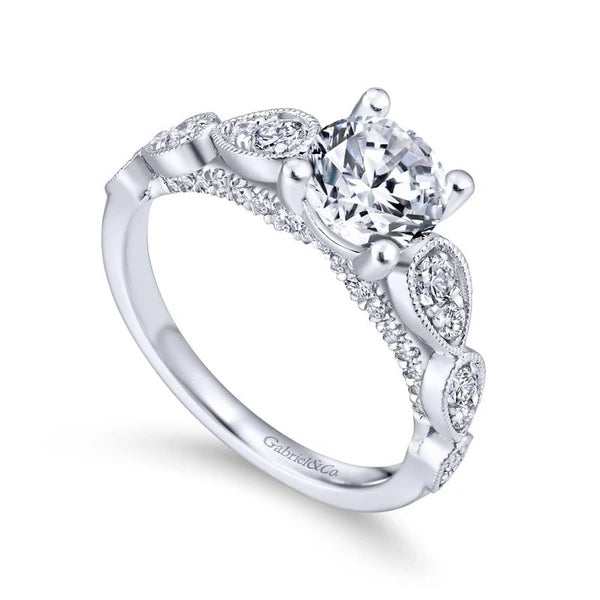 14K White Gold Round Diamond Engagement Ring