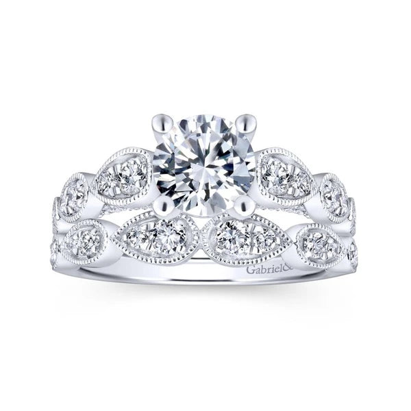 14K White Gold Round Diamond Engagement Ring