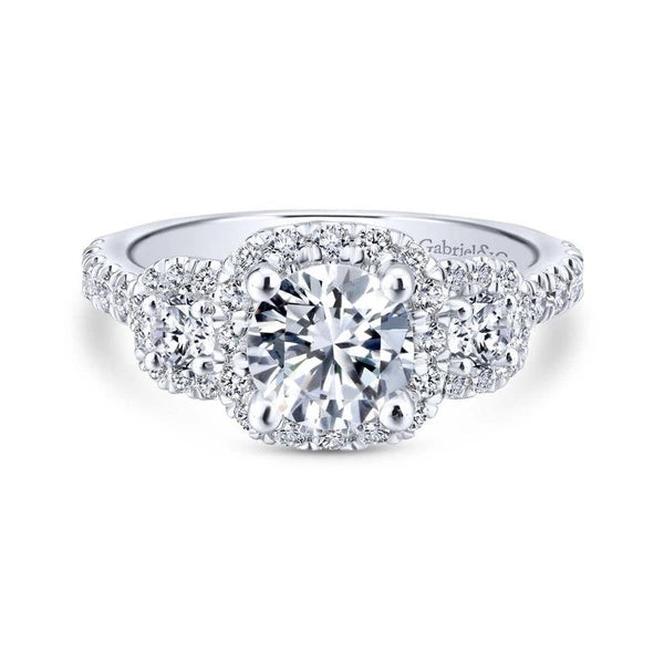 14K White Gold Round Diamond Engagement Ring