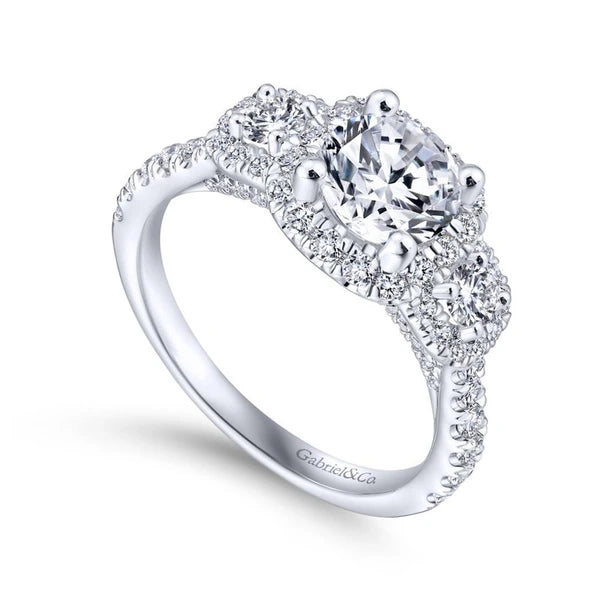 14K White Gold Round Diamond Engagement Ring