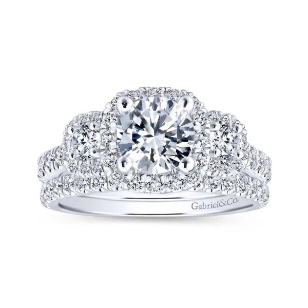 14K White Gold Round Diamond Engagement Ring