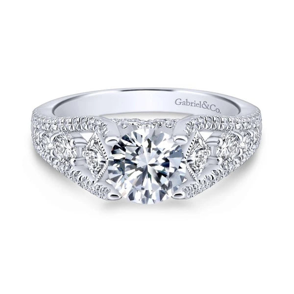 14K White Gold Round Diamond Engagement Ring