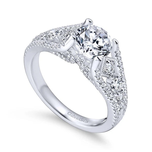 14K White Gold Round Diamond Engagement Ring