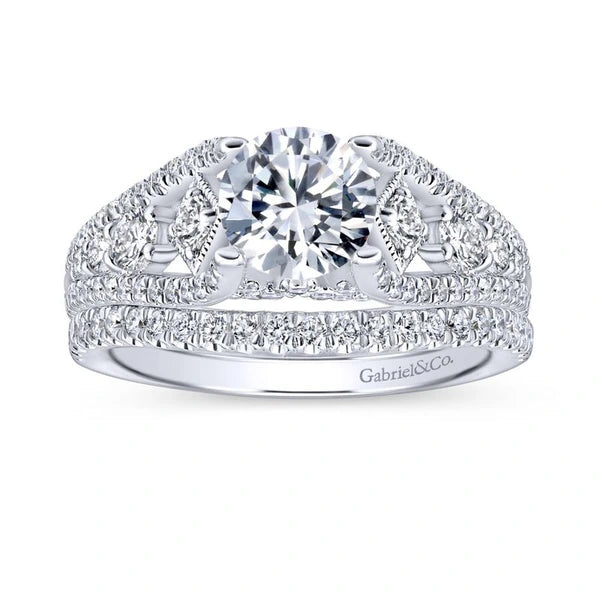 14K White Gold Round Diamond Engagement Ring