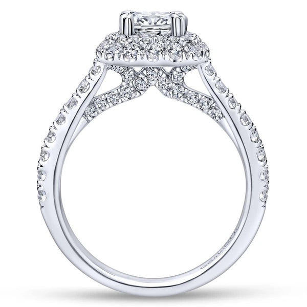 14K White Gold Cushion Cut Diamond Engagement Ring