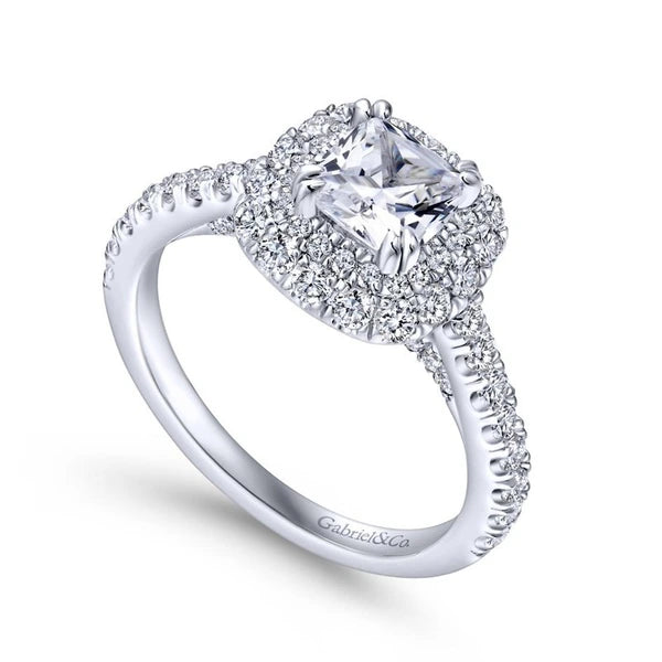 14K White Gold Cushion Cut Diamond Engagement Ring