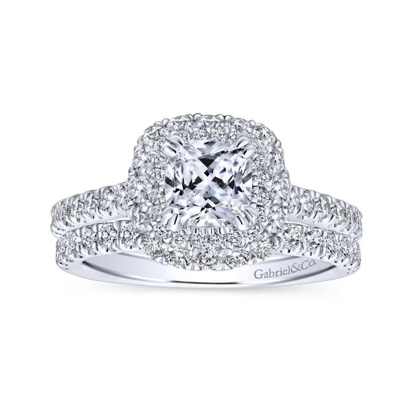 14K White Gold Cushion Cut Diamond Engagement Ring