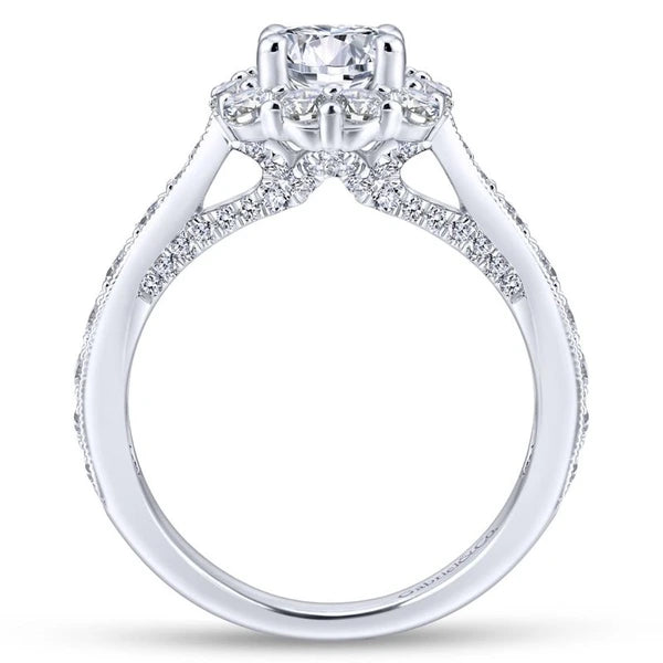 14K White Gold Round Halo Diamond Engagement Ring
