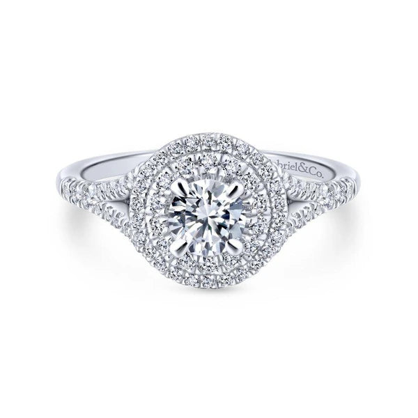 14K White-Rose Gold Round Diamond Engagement Ring