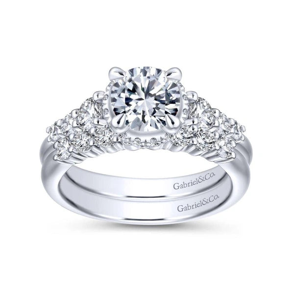 14K White-Rose Gold Hidden Halo Round Diamond Engagement Ring