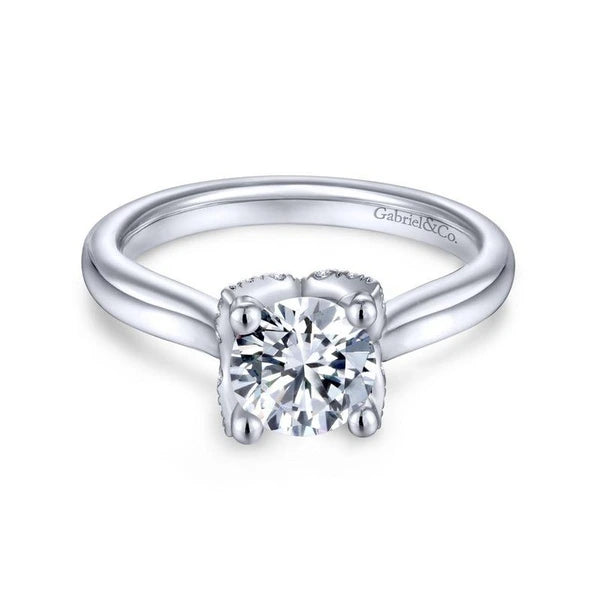 14K White Gold Round Diamond Engagement Ring