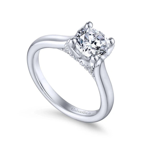 14K White Gold Round Diamond Engagement Ring