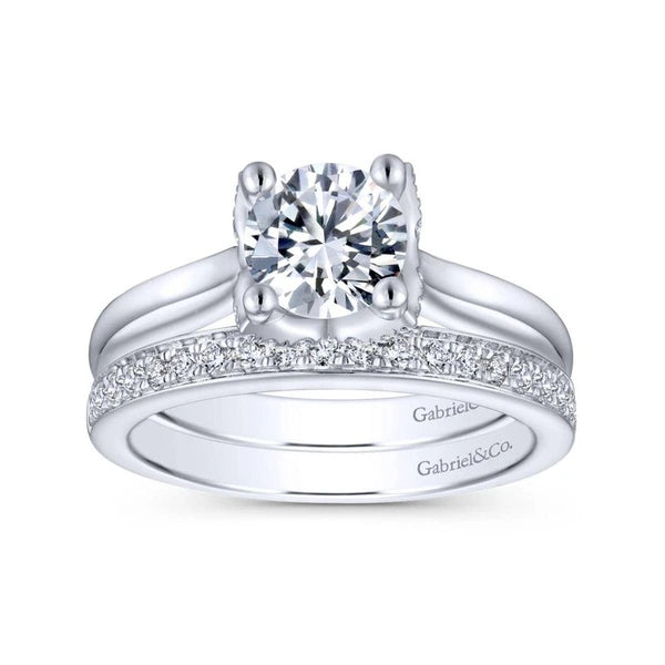 14K White Gold Round Diamond Engagement Ring