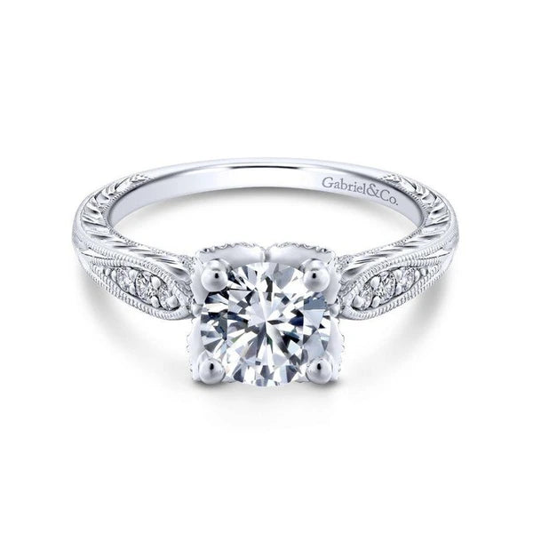 14K White Gold Round Diamond Engagement Ring