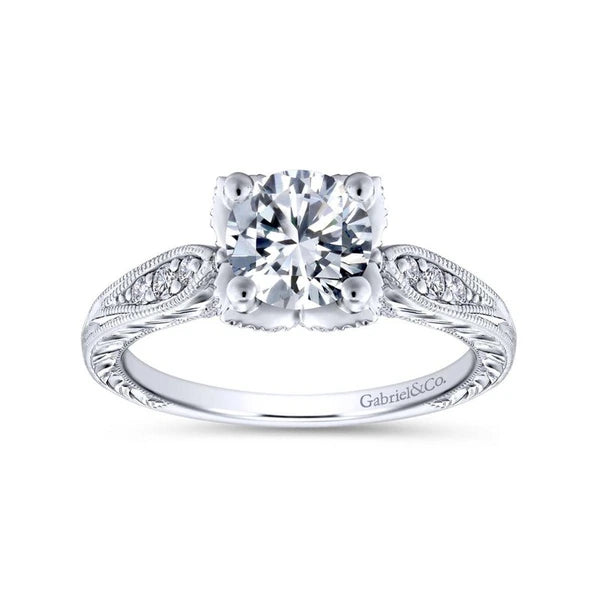 14K White Gold Round Diamond Engagement Ring