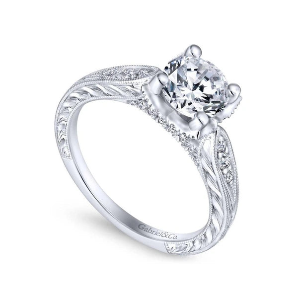 14K White Gold Round Diamond Engagement Ring