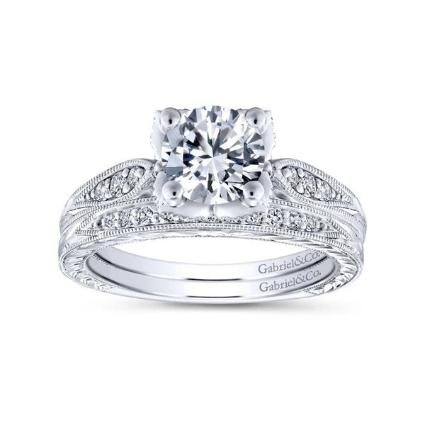 14K White Gold Round Diamond Engagement Ring