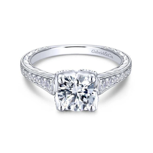 14K White Gold Round Diamond Engagement Ring