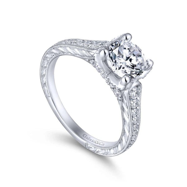 14K White Gold Round Diamond Engagement Ring