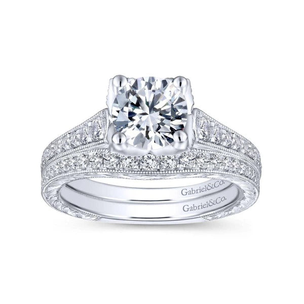 14K White Gold Round Diamond Engagement Ring