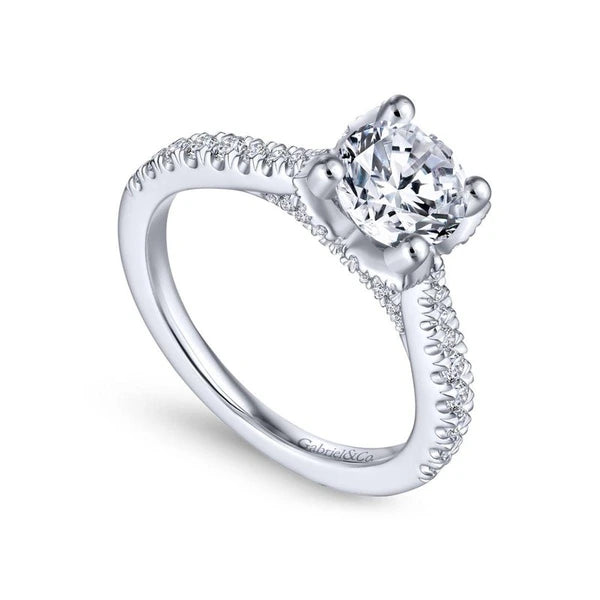 14K White Gold Round Diamond Engagement Ring