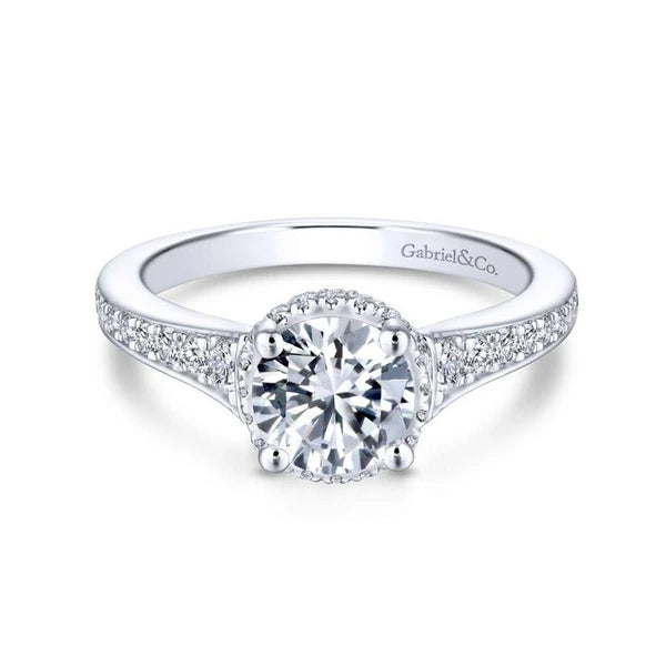 14K White Gold Round Diamond Engagement Ring