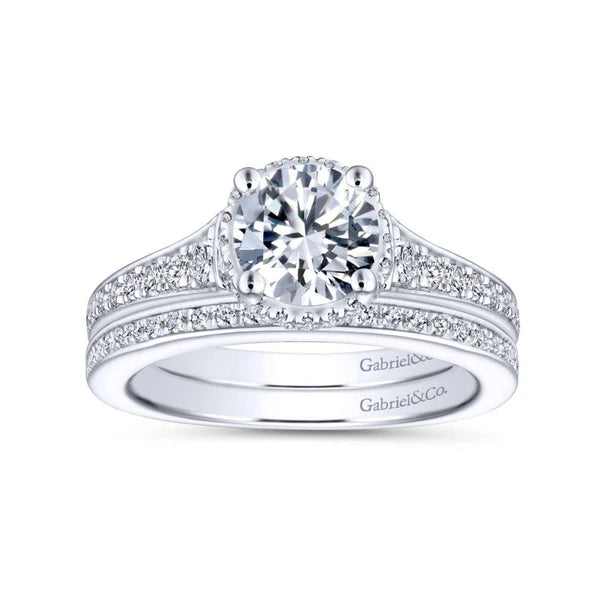 14K White Gold Round Diamond Engagement Ring