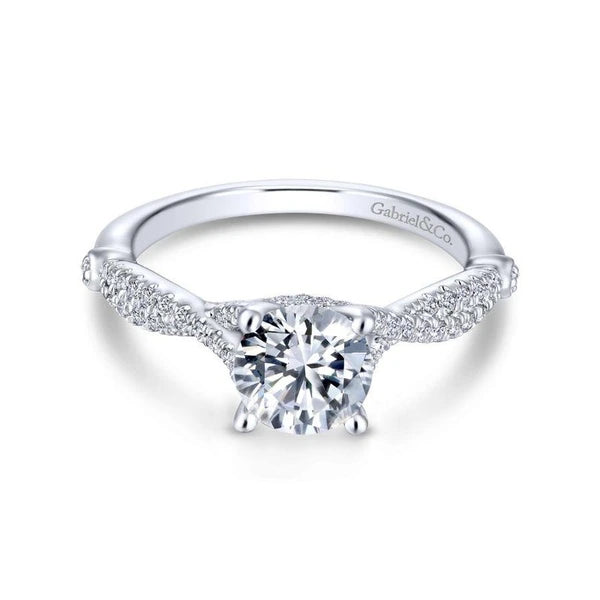 14K White Gold Round Diamond Engagement Ring