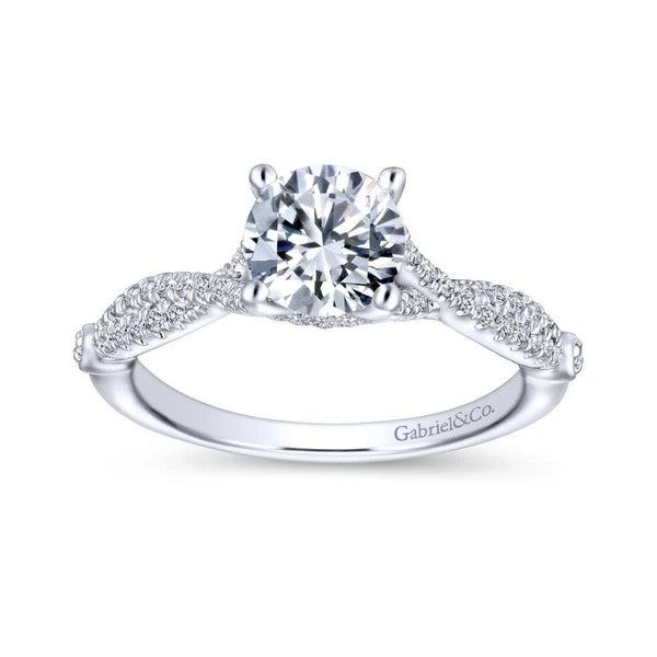 14K White Gold Round Diamond Engagement Ring