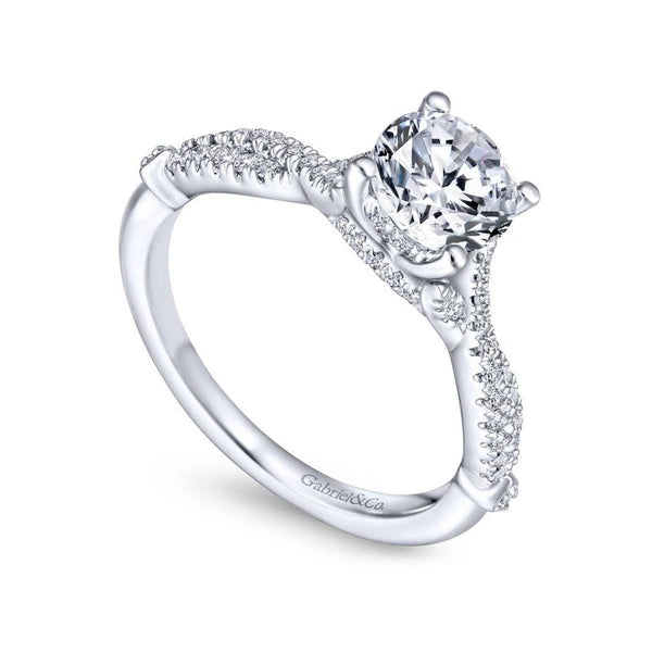 14K White Gold Round Diamond Engagement Ring