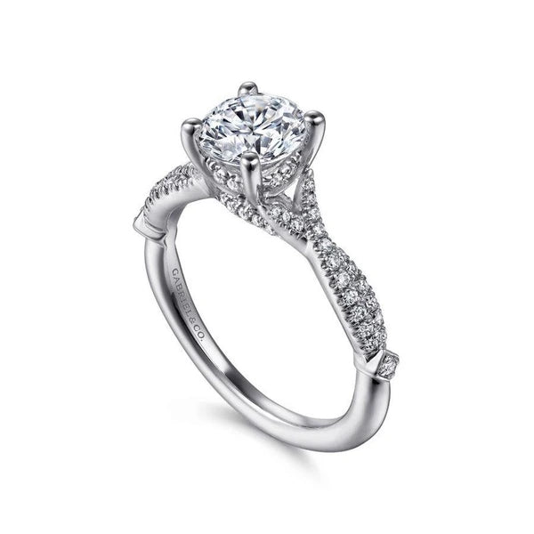 14K White Gold Round Diamond Engagement Ring
