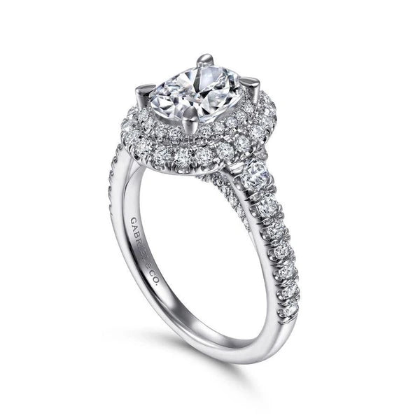 14K White Gold Oval Diamond Engagement Ring