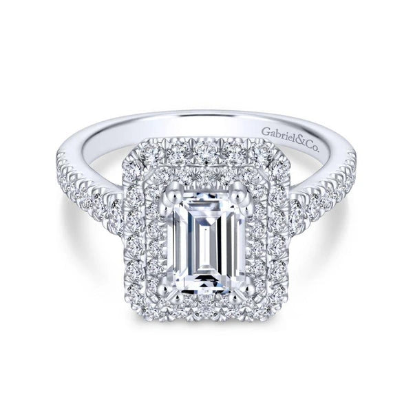 14K White Gold Emerald Cut Diamond Engagement Ring