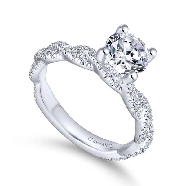 14K White Gold Round Diamond Engagement Ring