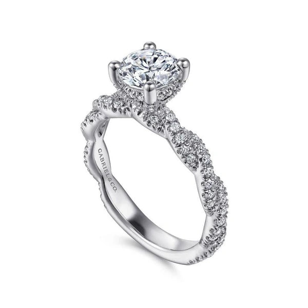 14K White Gold Round Diamond Engagement Ring