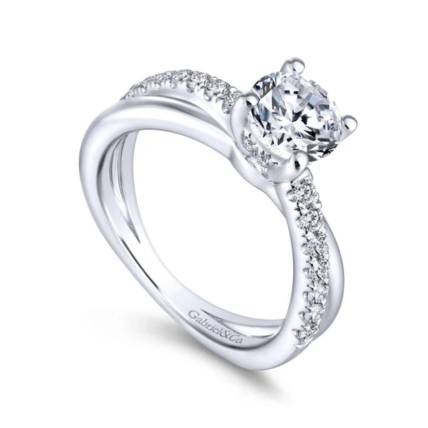 14K White Gold Round Diamond Engagement Ring