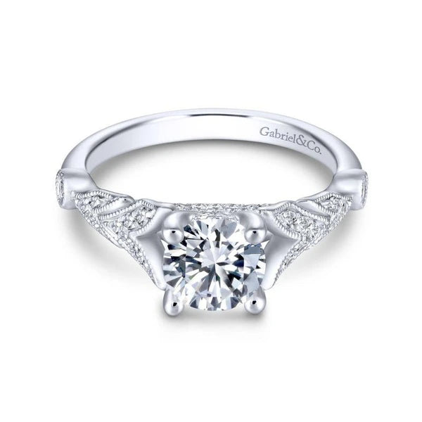 14K White Gold Round Diamond Engagement Ring