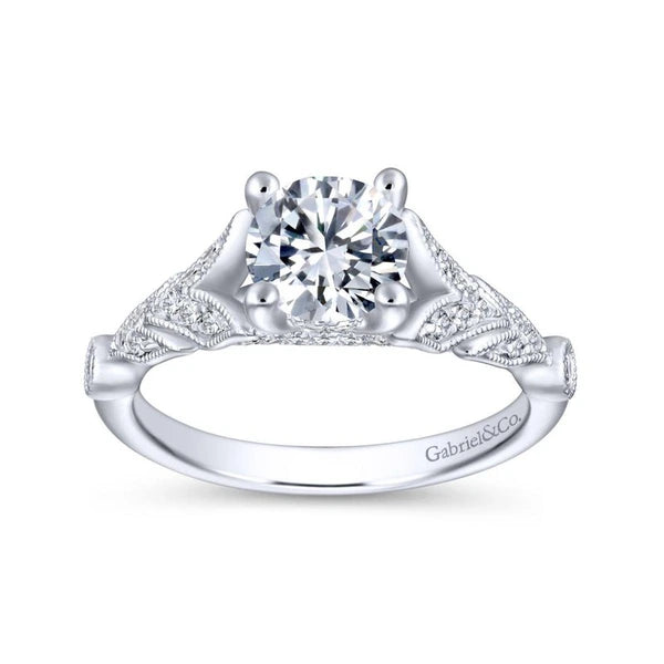 14K White Gold Round Diamond Engagement Ring